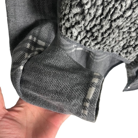 Thread & Supply Sherpa Lined Open Front Oversized Cardigan Gray White Small - Picture 8 of 11
